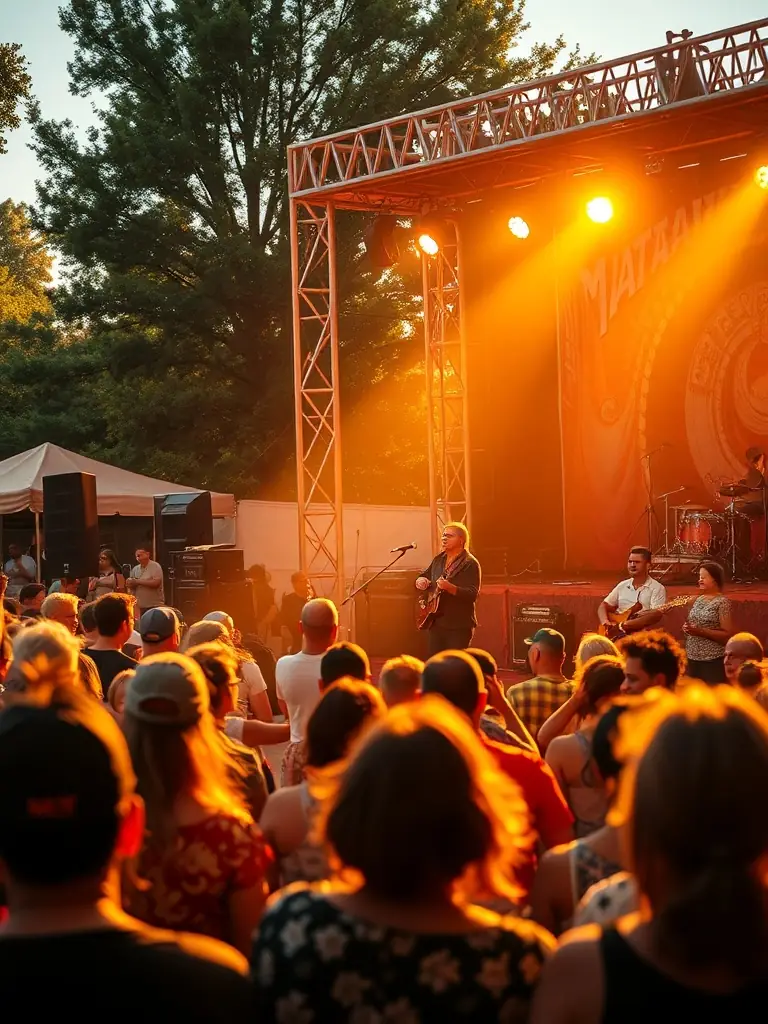 A vibrant photograph capturing a live music performance organized by BANANAS RECORDS, showcasing a diverse group of musicians and an enthusiastic audience, emphasizing the energy and community engagement.