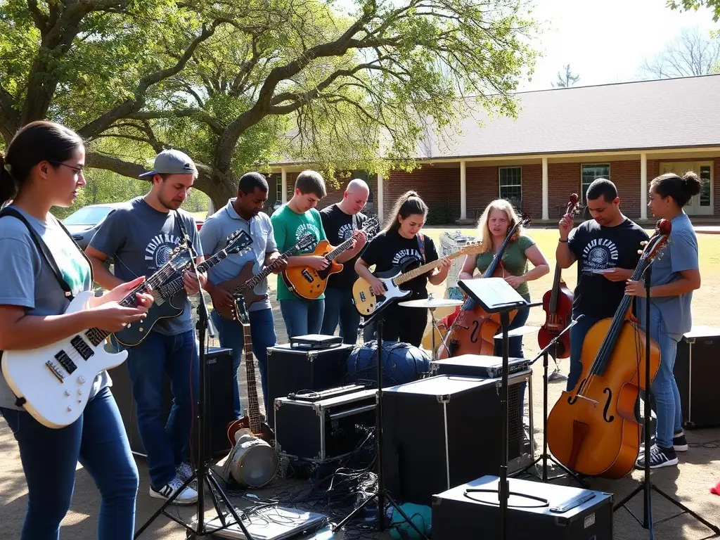 An image of BANANAS RECORDS volunteers working on a community music project, demonstrating the organization's commitment to social connection and cultural accessibility.
