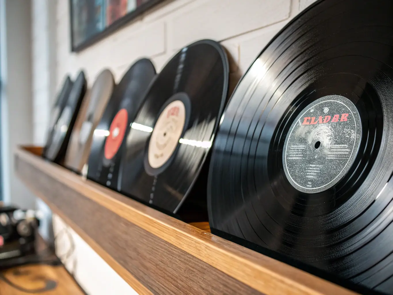 A close-up shot of a meticulously crafted vinyl record from the Premium Collection at BANANAS RECORDS, highlighting the high-quality packaging and attention to detail.