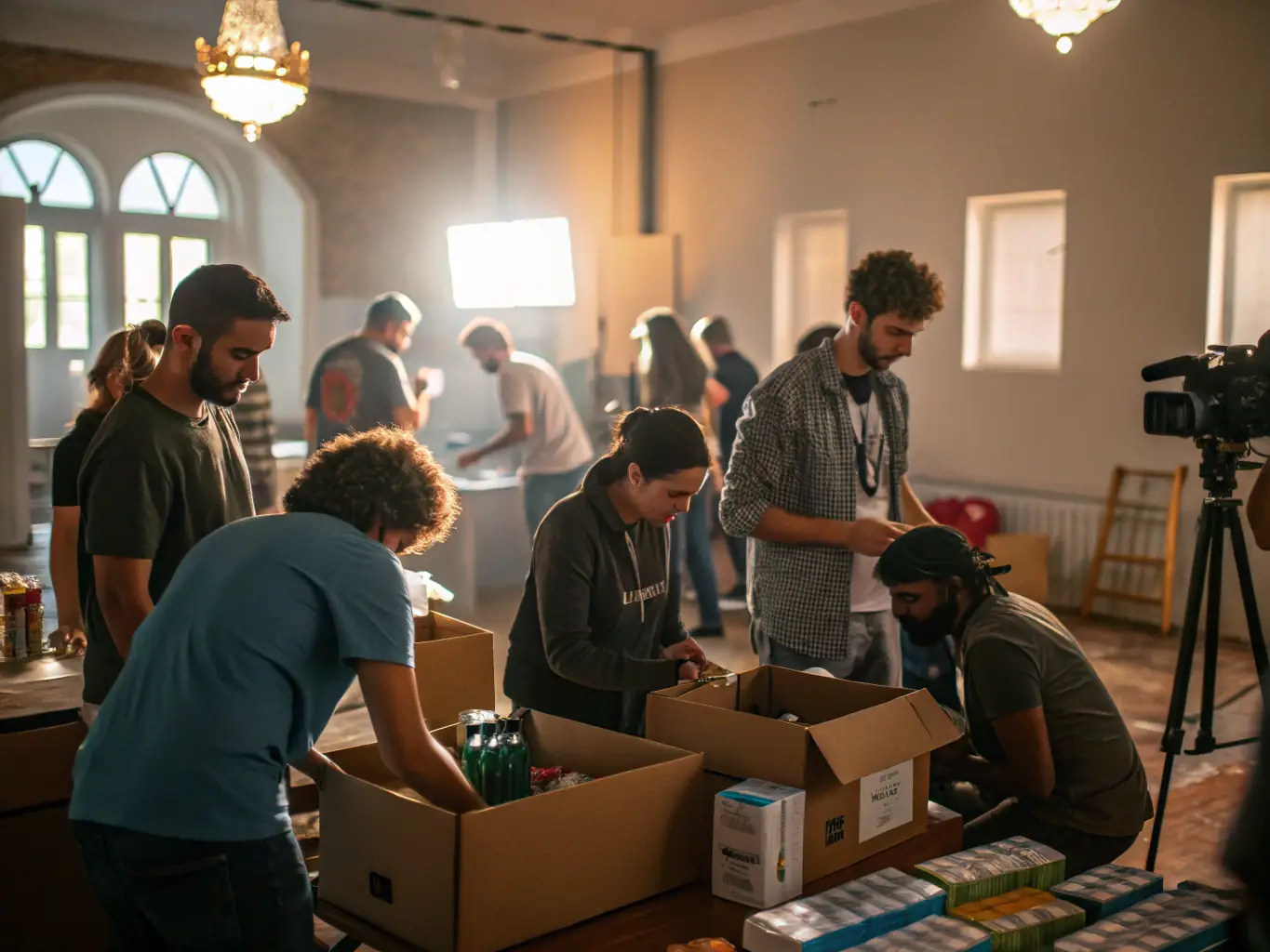 A photo of BANANAS RECORDS volunteers working on a community music project, highlighting the organization's commitment to social impact and cultural accessibility.