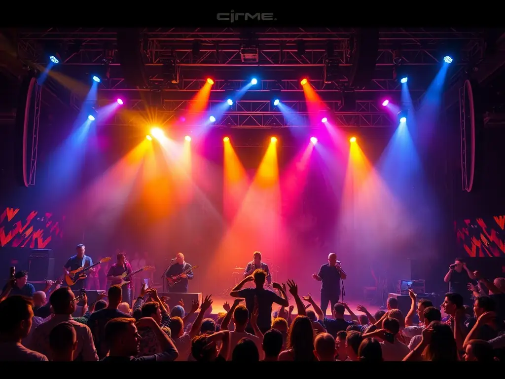 A vibrant image of a live music event organized by BANANAS RECORDS, featuring diverse performers and an enthusiastic audience.