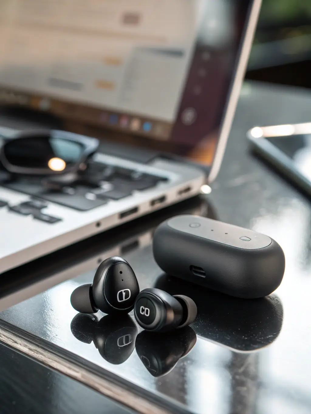 A vibrant image showcasing a selection of wireless headphones and earbuds, highlighting their sleek design and modern appeal, set against a backdrop of musical notes and sound waves to represent the freedom and clarity of wireless audio.